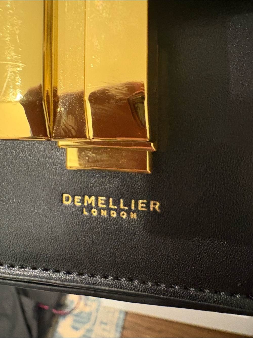 DeMellier Black Leather Crossbody with Gold Hardware - Picture 4 of 5